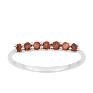 925 Sterling Silver 7-Stone 0.70 Ctw Garnet Women Wedding Rings