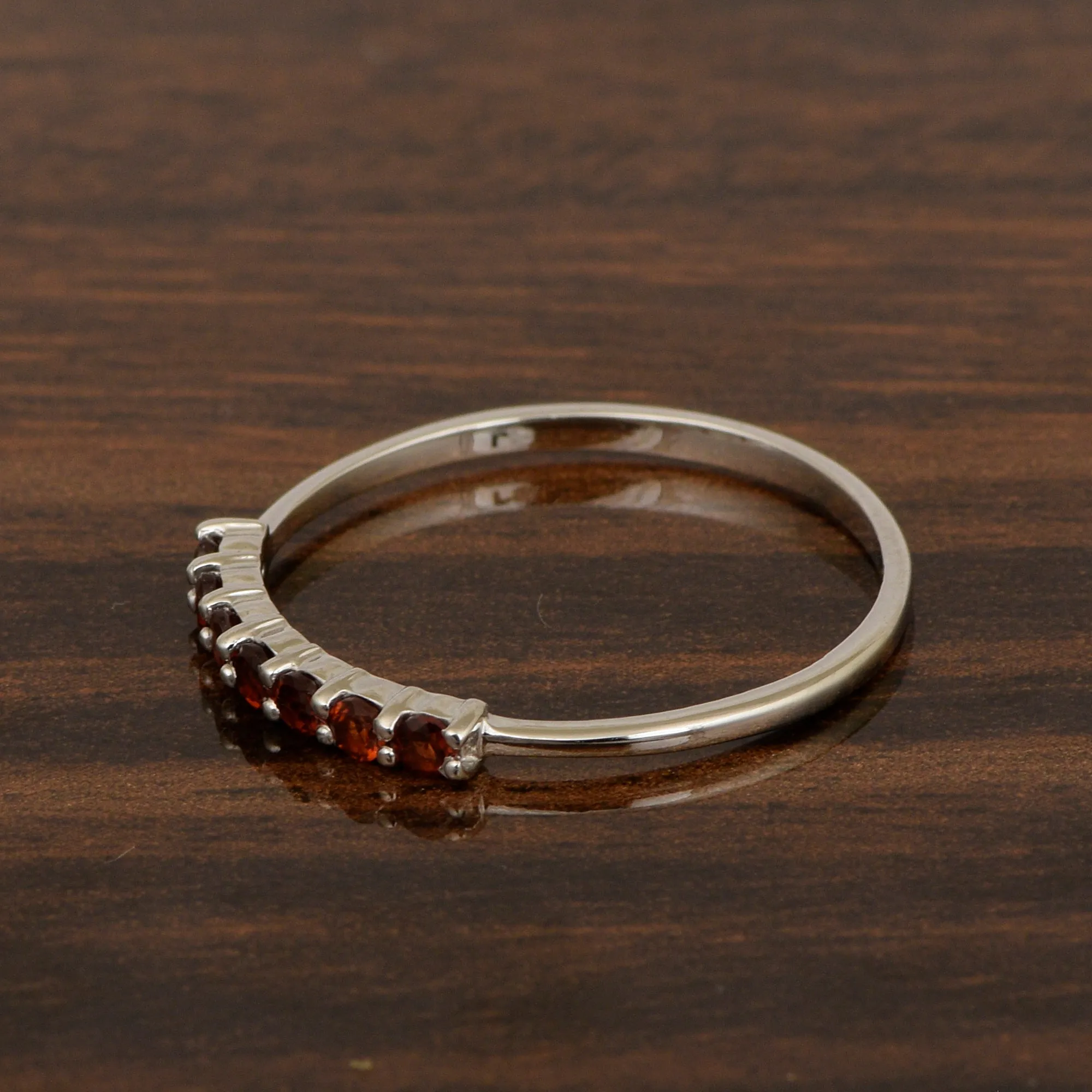 925 Sterling Silver 7-Stone 0.70 Ctw Garnet Women Wedding Rings