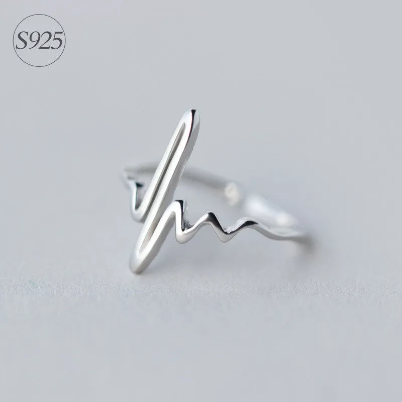 925 Sterling Silver Heartbeat Rhythm Ring