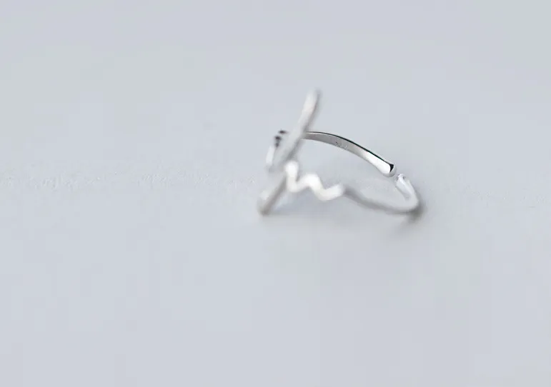 925 Sterling Silver Heartbeat Rhythm Ring
