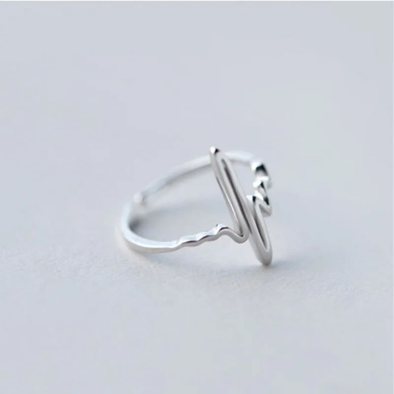 925 Sterling Silver Heartbeat Rhythm Ring