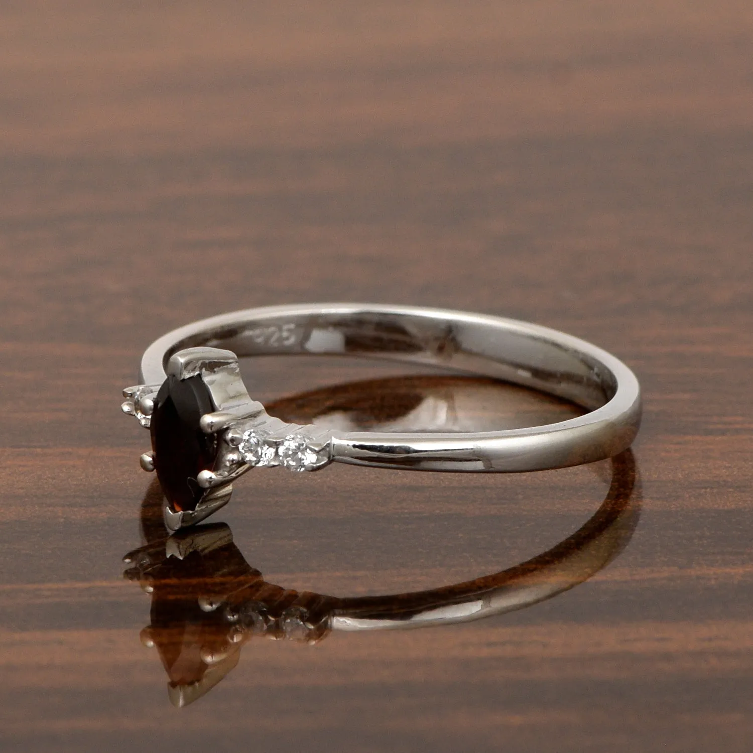 925 Sterling Silver Marquise 6x3mm Garnet Ring