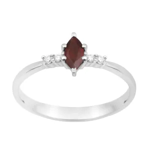 925 Sterling Silver Marquise 6x3mm Garnet Ring