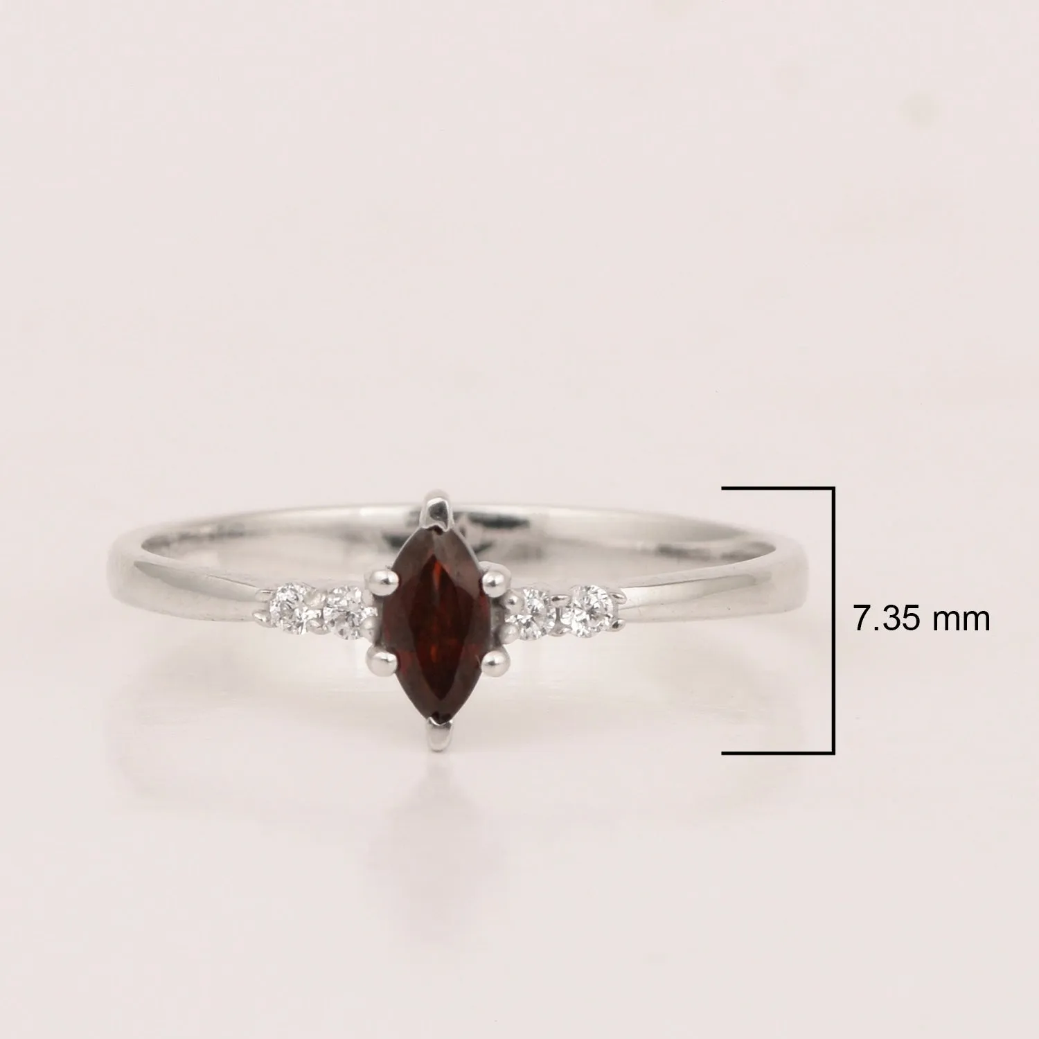 925 Sterling Silver Marquise 6x3mm Garnet Ring