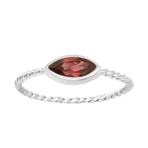 925 Sterling Silver Marquise 6X3MM Garnet Women Promise Ring