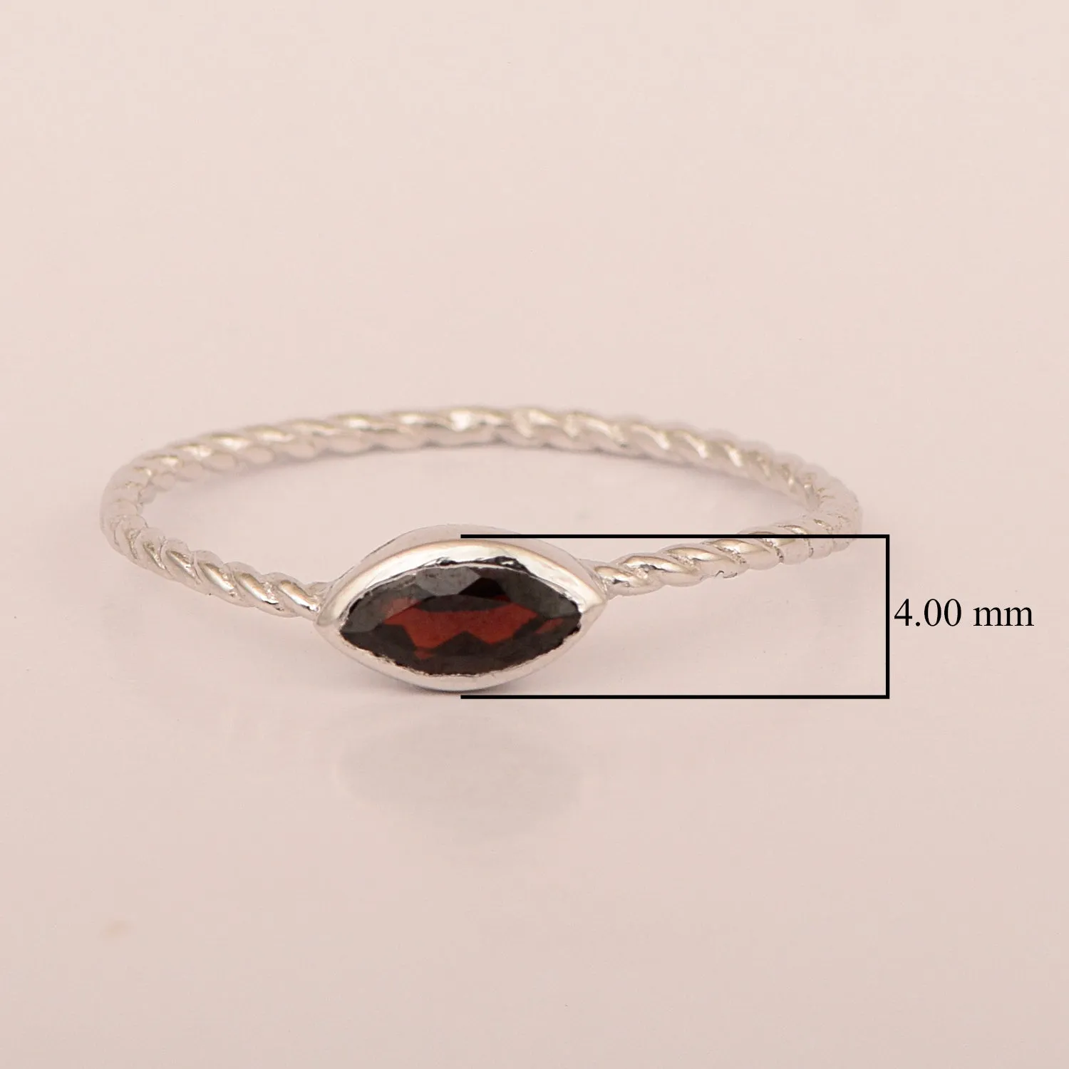 925 Sterling Silver Marquise 6X3MM Garnet Women Promise Ring