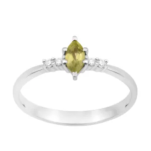 925 Sterling Silver Marquise 6x3mm Peridot Ring