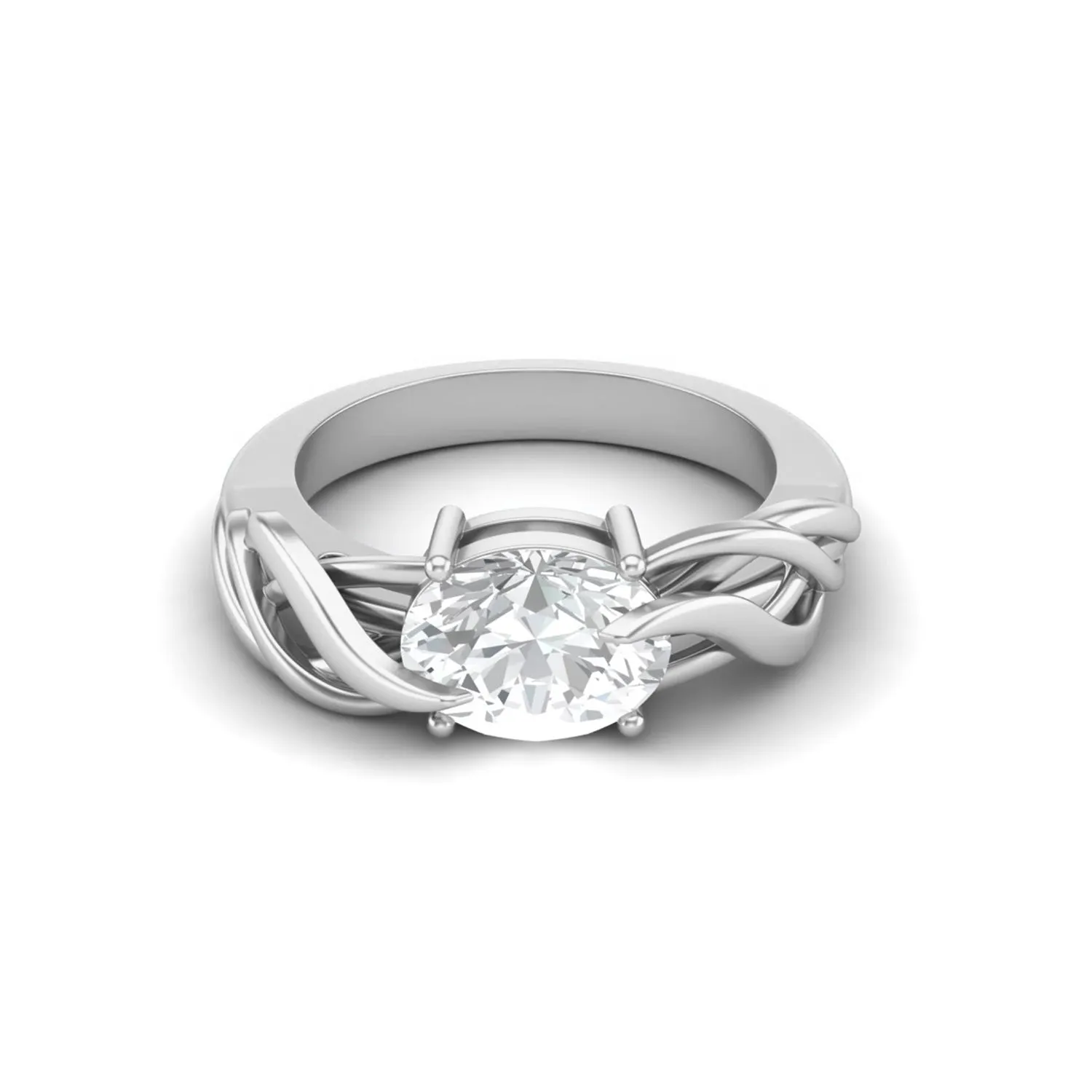 925 Sterling Silver Moissanite Diamond Solitaire Engagement Ring