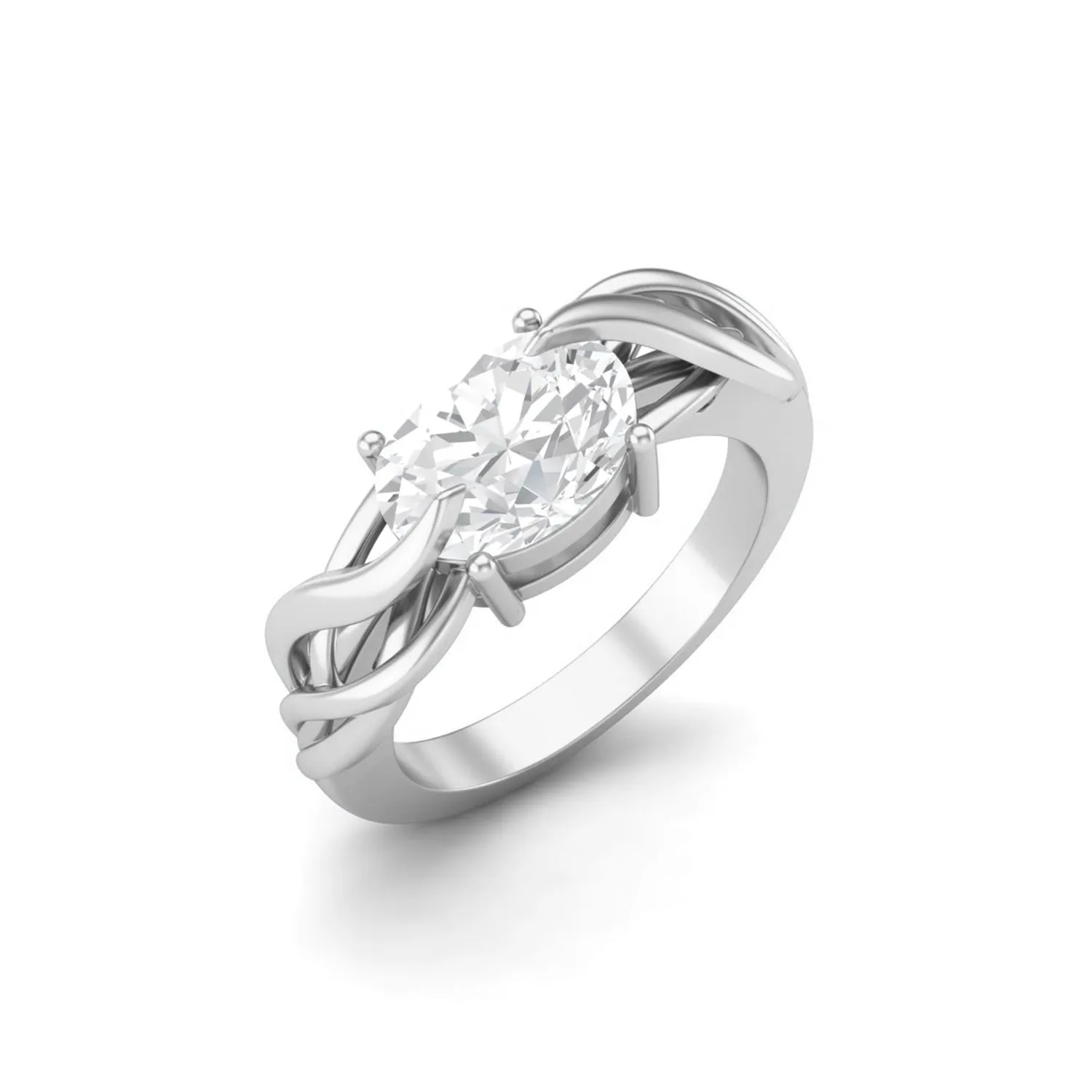925 Sterling Silver Moissanite Diamond Solitaire Engagement Ring