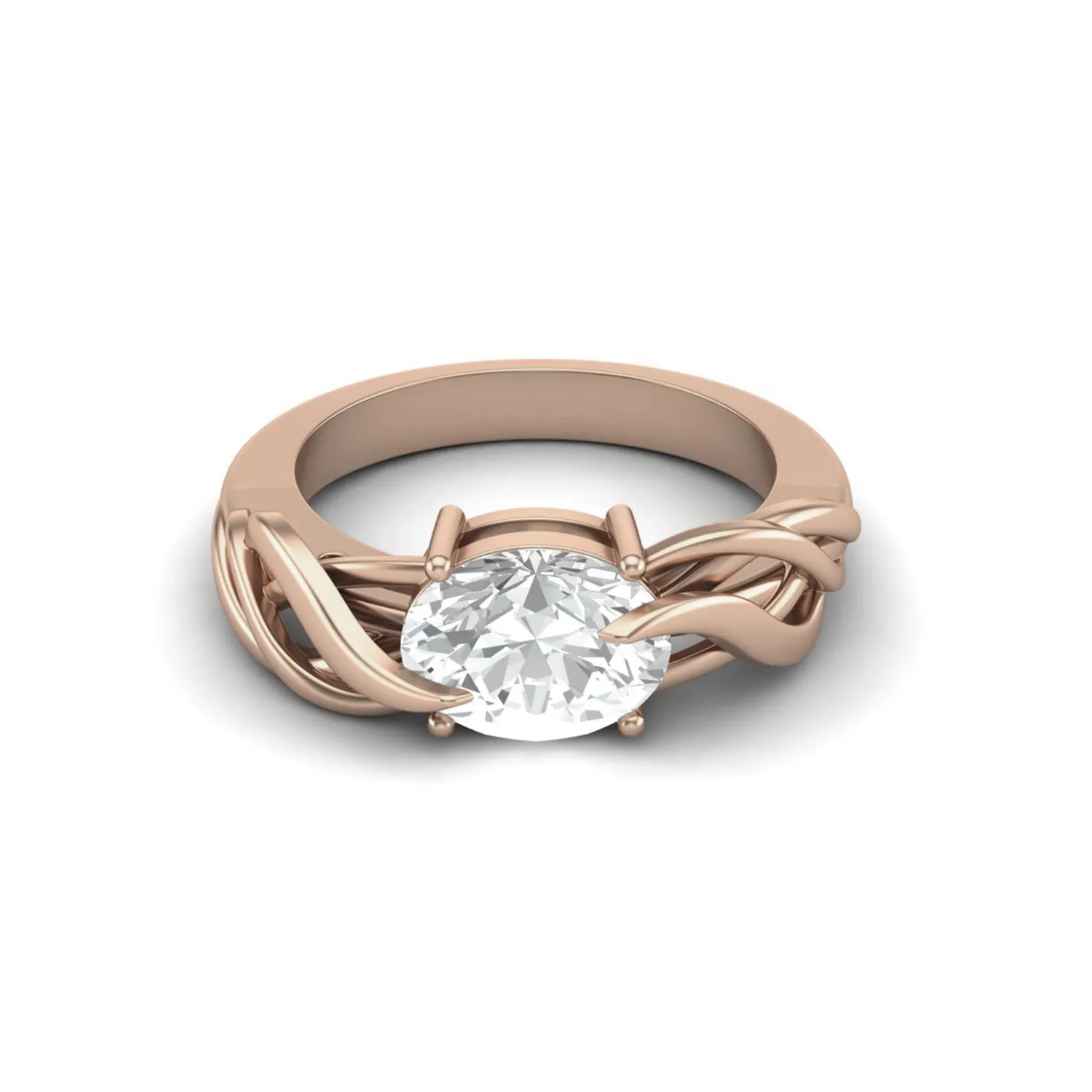 925 Sterling Silver Moissanite Diamond Solitaire Engagement Ring