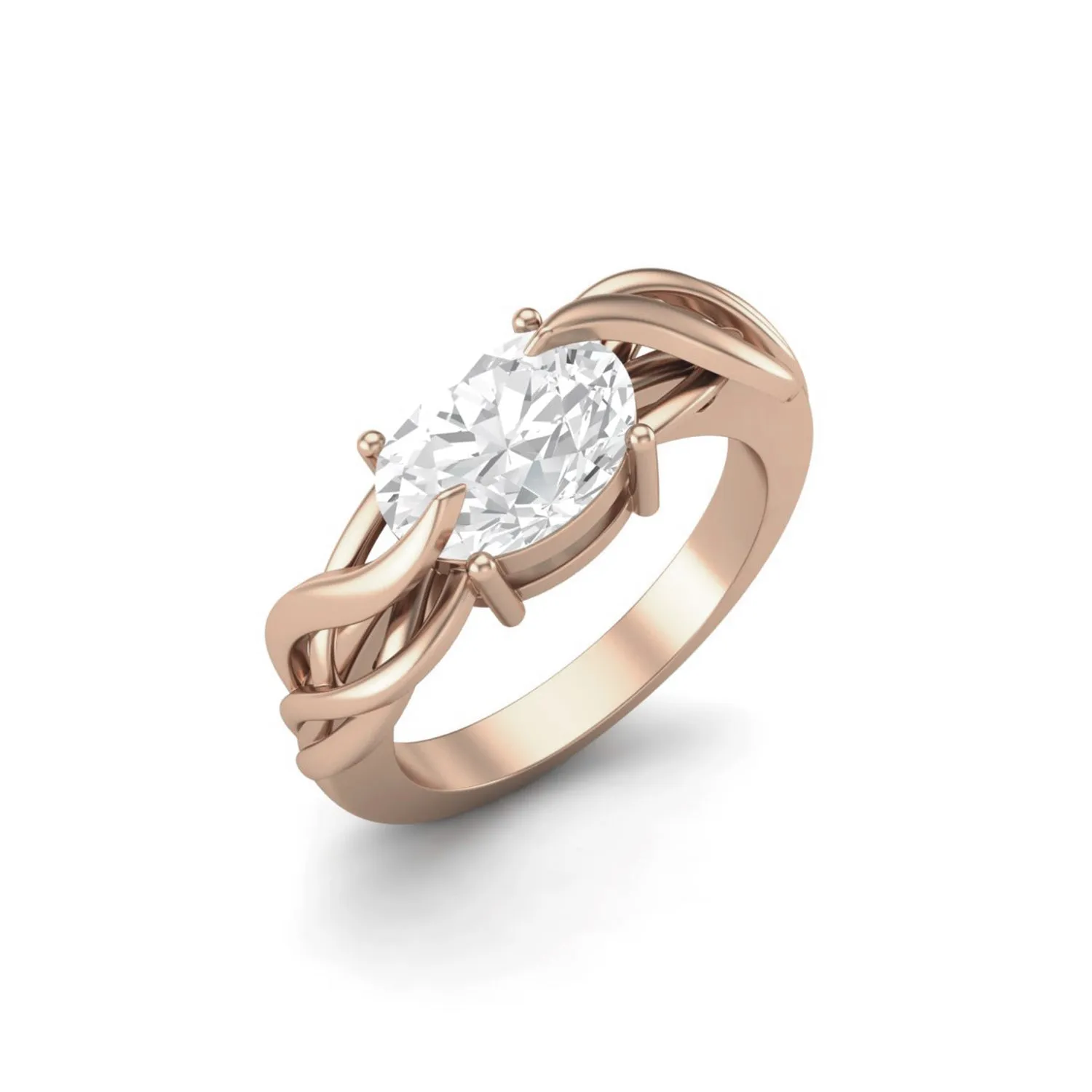 925 Sterling Silver Moissanite Diamond Solitaire Engagement Ring
