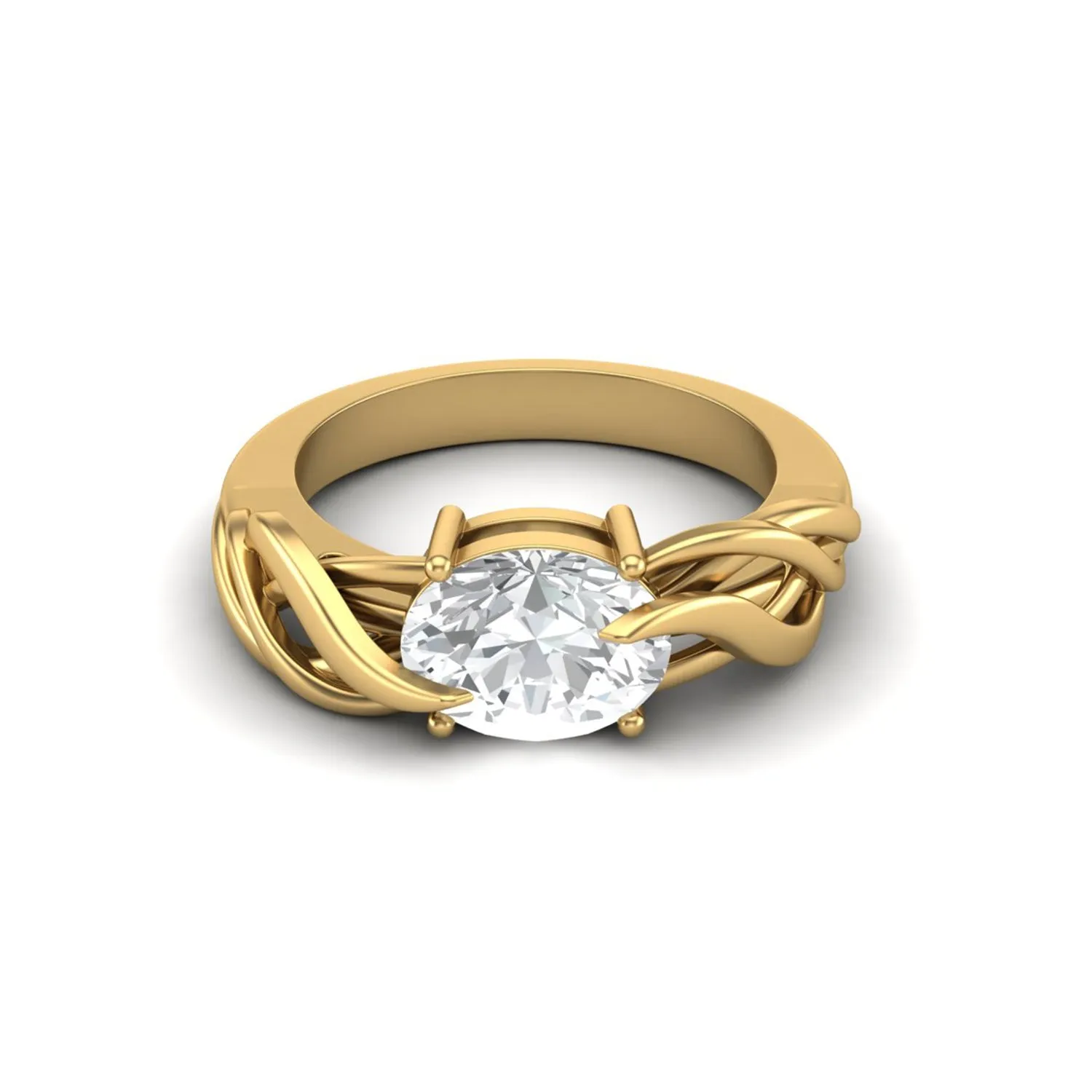925 Sterling Silver Moissanite Diamond Solitaire Engagement Ring