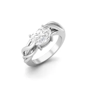 925 Sterling Silver Moissanite Diamond Solitaire Engagement Ring