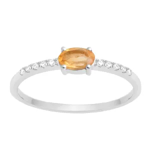 925 Sterling Silver Oval 0.65 Ctw Citrine Women Wedding Ring