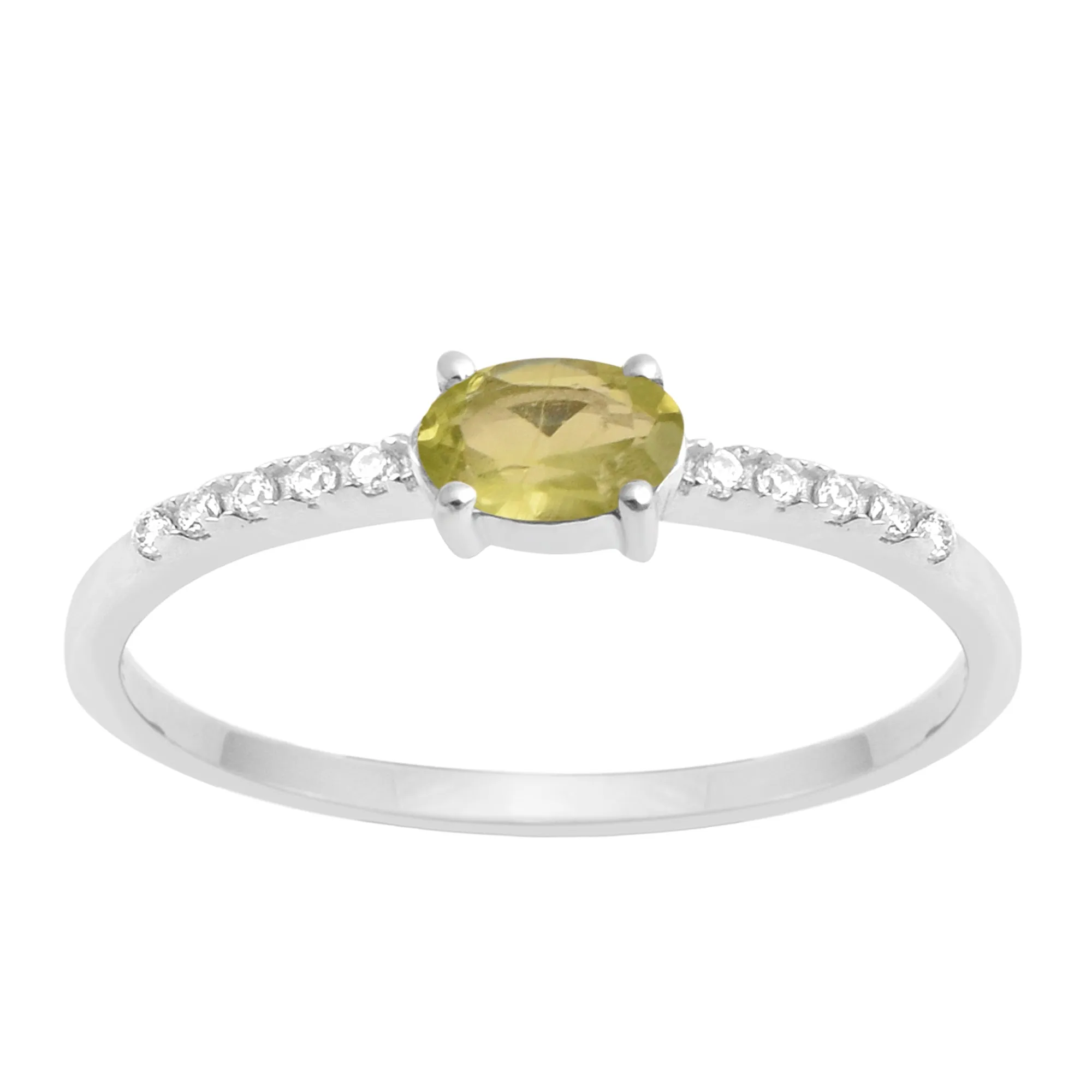 925 Sterling Silver Oval 0.65 Ctw Peridot Women Wedding Ring