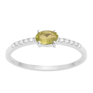 925 Sterling Silver Oval 0.65 Ctw Peridot Women Wedding Ring