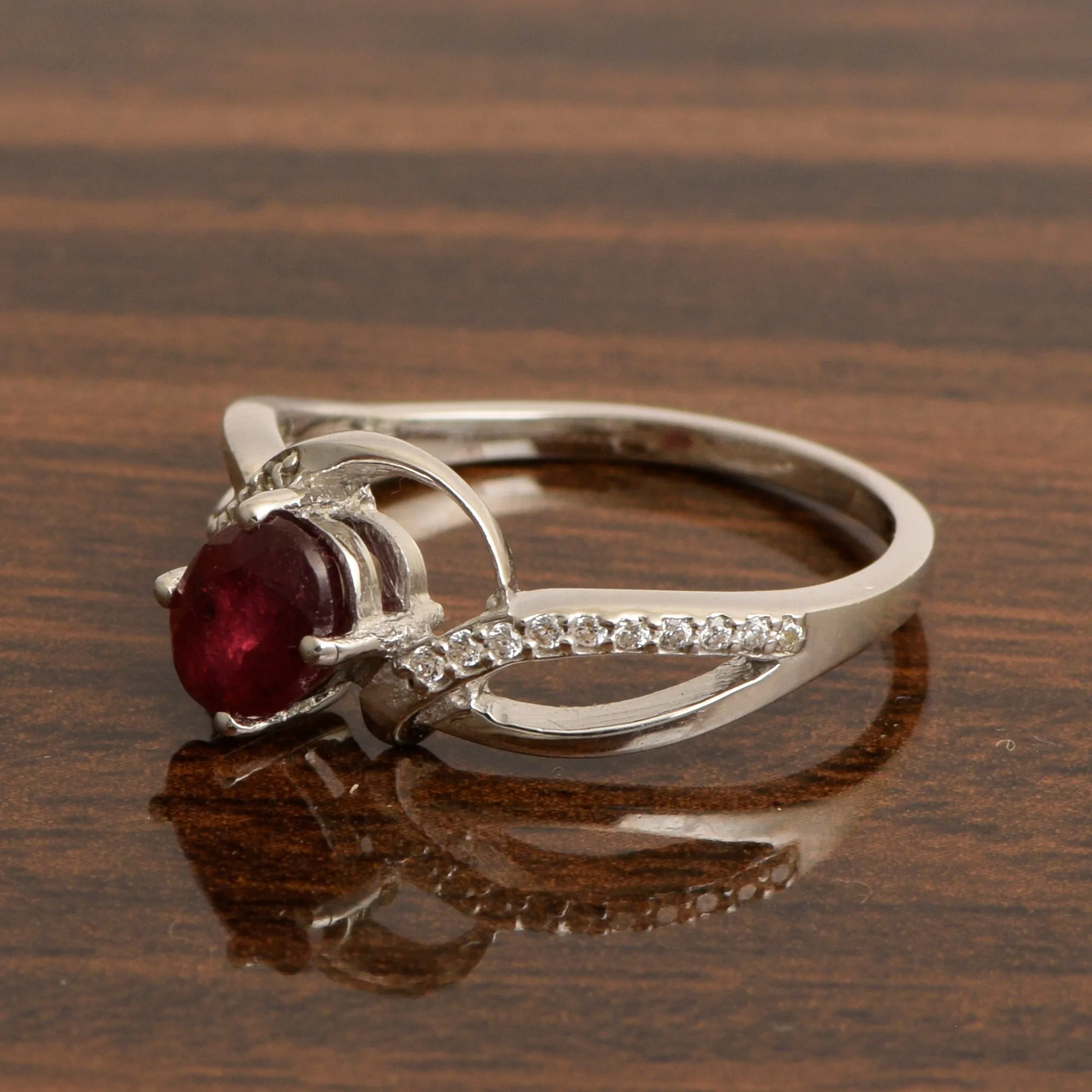 925 Sterling Silver Oval 7X5MM Ruby Birthstone Rings