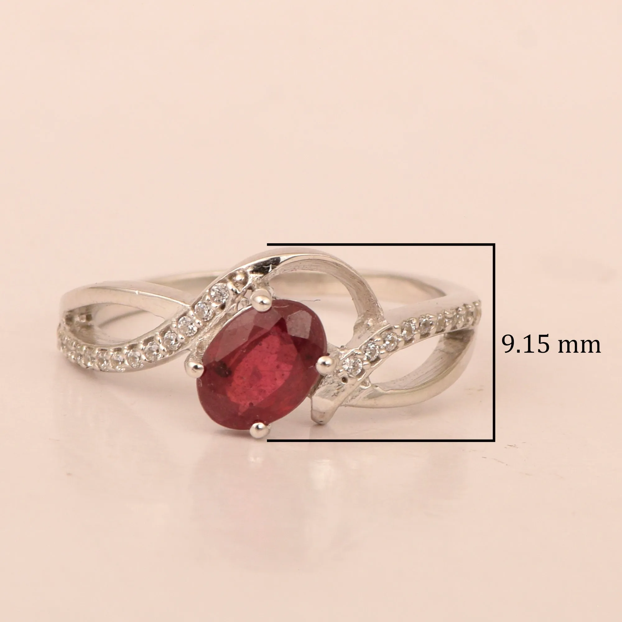 925 Sterling Silver Oval 7X5MM Ruby Birthstone Rings