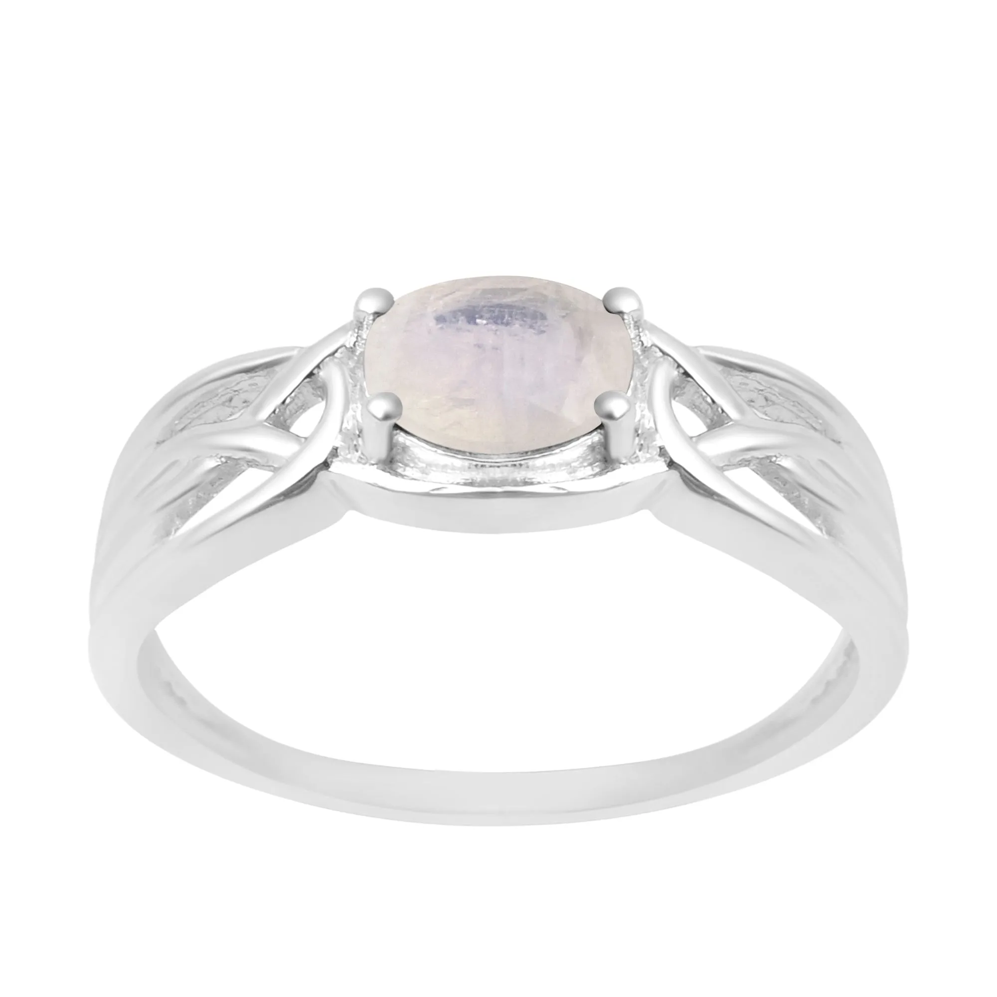 925 Sterling Silver Oval-Cut Moonstone Bridal Wedding Ring