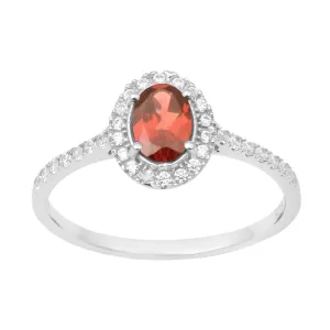 925 Sterling Silver Oval Garnet Women's Solitaire Ring