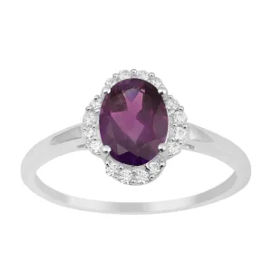 925 Sterling Silver Oval Shape 8X6 MM Amethyst Women Engagement Ring