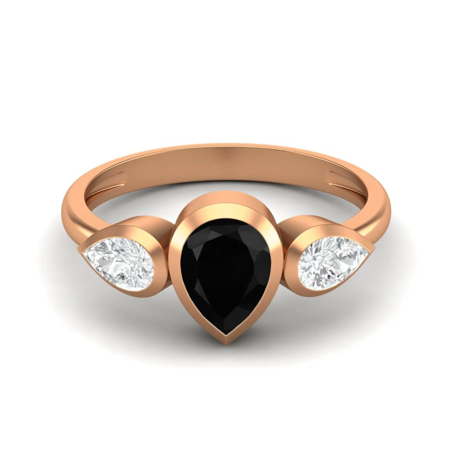 925 Sterling Silver Pear Black Spinel Engagement Ring For Women