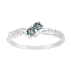 925 Sterling Silver Round 0.20 Ctw London Blue Topaz Women Engagement Ring