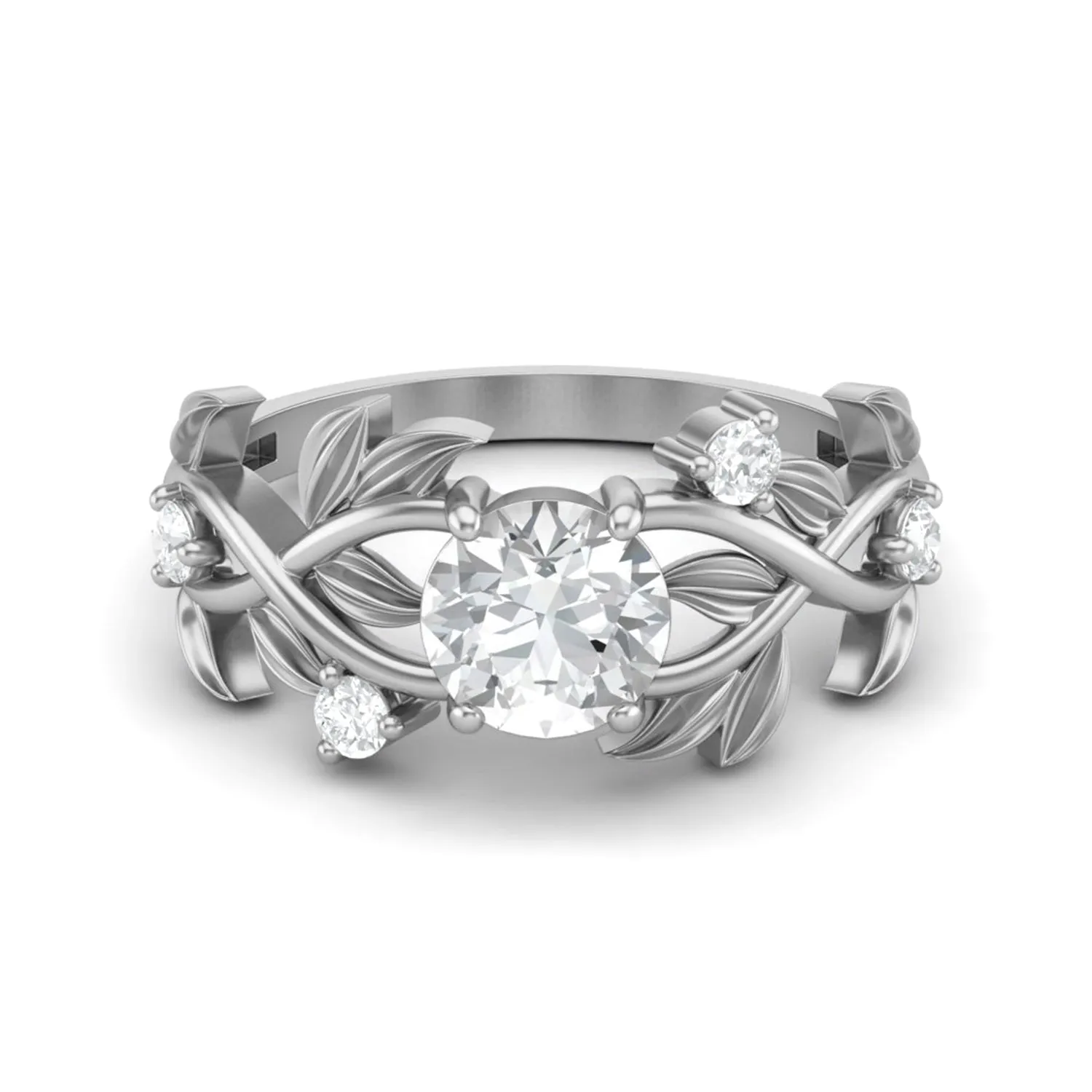 925 Sterling Silver Round 6mm Moissanite Diamond Women's Engagement Ring