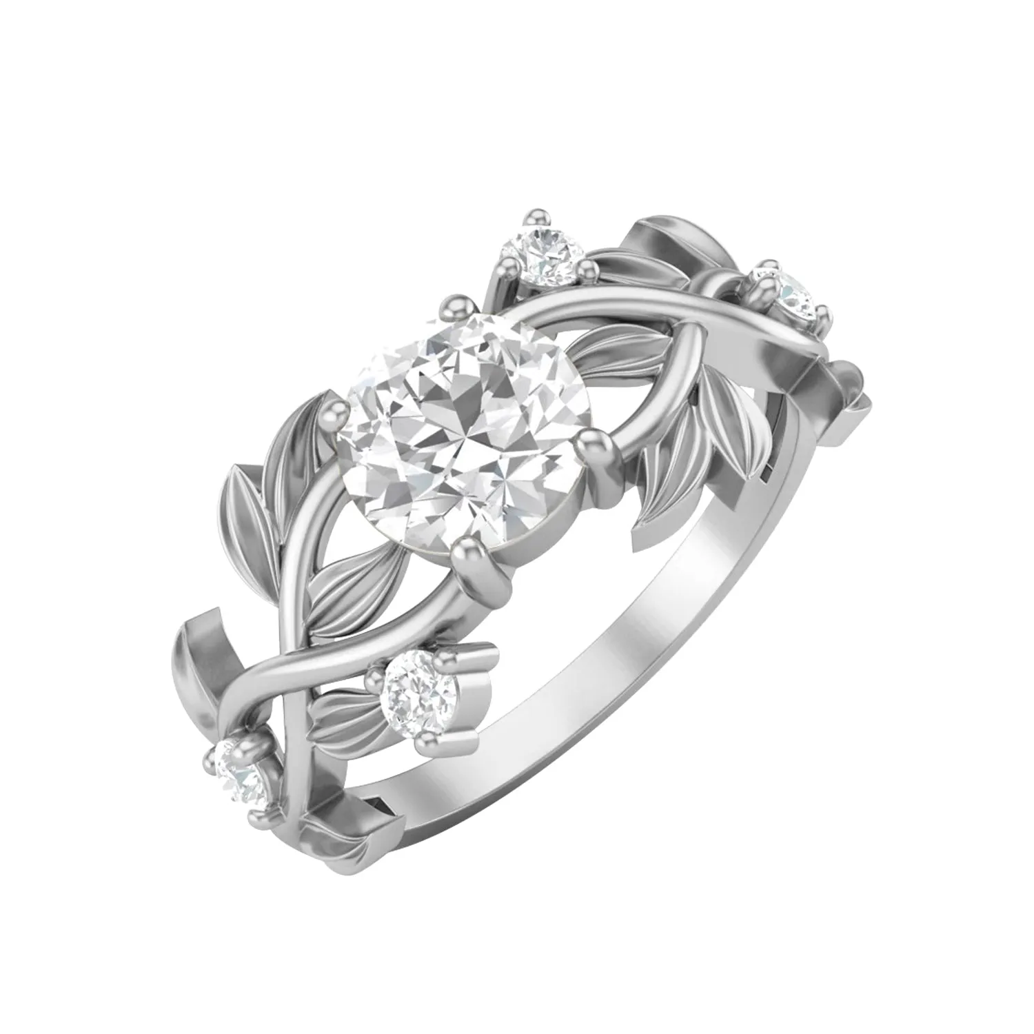 925 Sterling Silver Round 6mm Moissanite Diamond Women's Engagement Ring