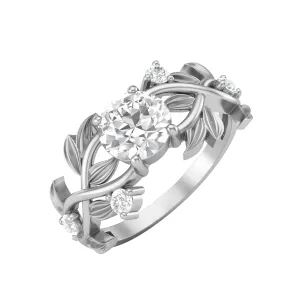925 Sterling Silver Round 6mm Moissanite Diamond Women's Engagement Ring