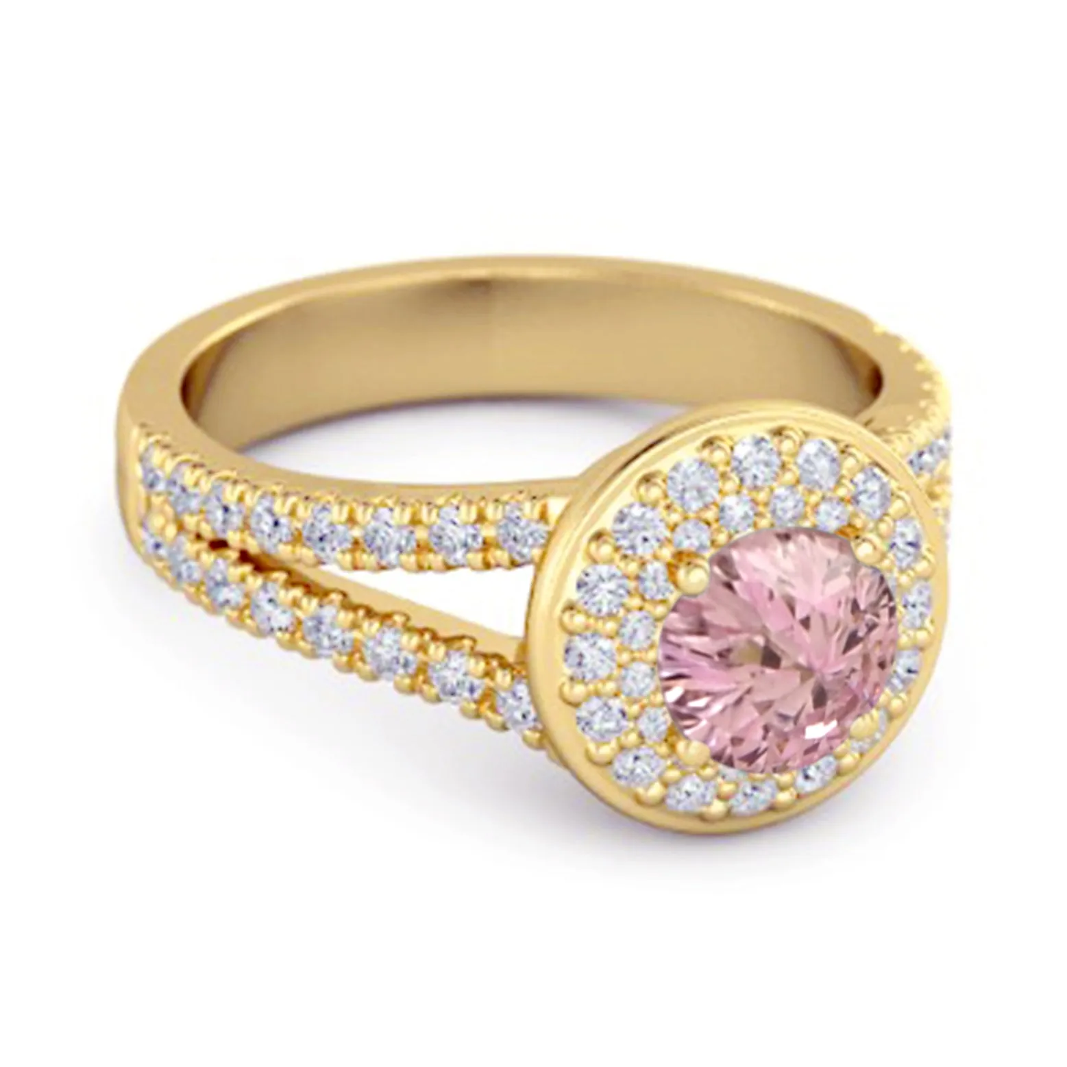 925 Sterling Silver Round Pink Zirconia Beautiful Double Halo Ring