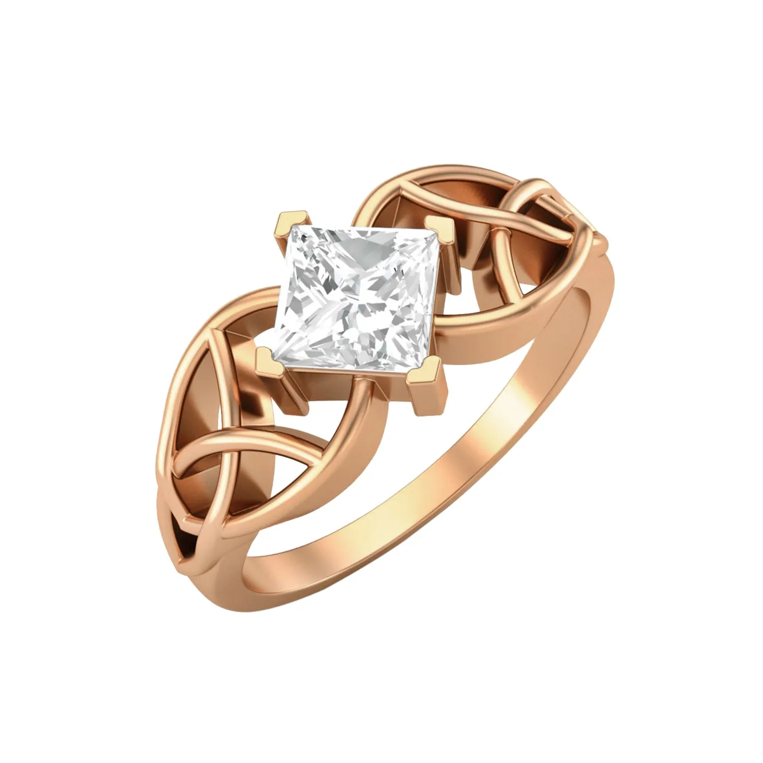 925 Sterling Silver Square 5mm Moissanite Diamond Celtic Women Engagement Ring