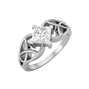 925 Sterling Silver Square 5mm Moissanite Diamond Celtic Women Engagement Ring