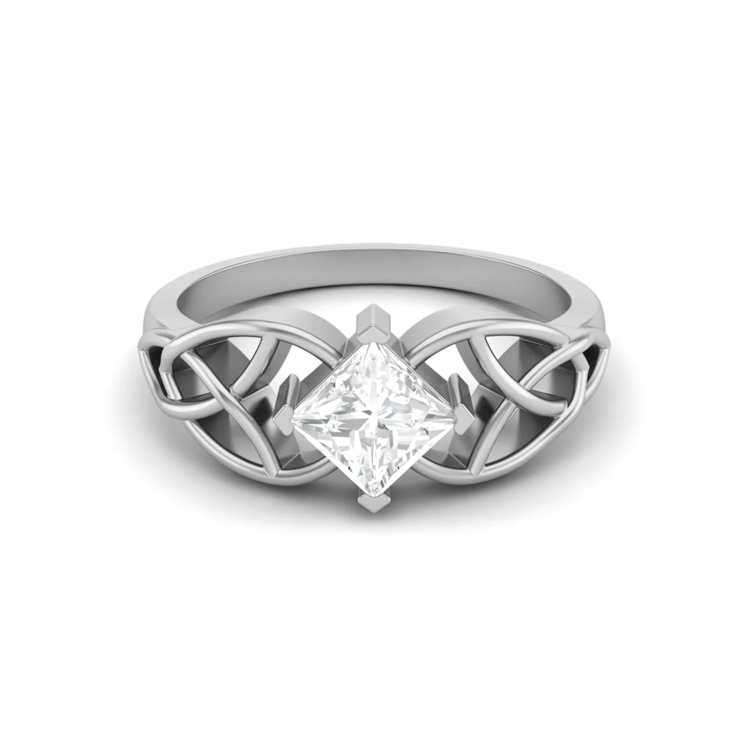 925 Sterling Silver Square 5mm Moissanite Diamond Celtic Women Engagement Ring