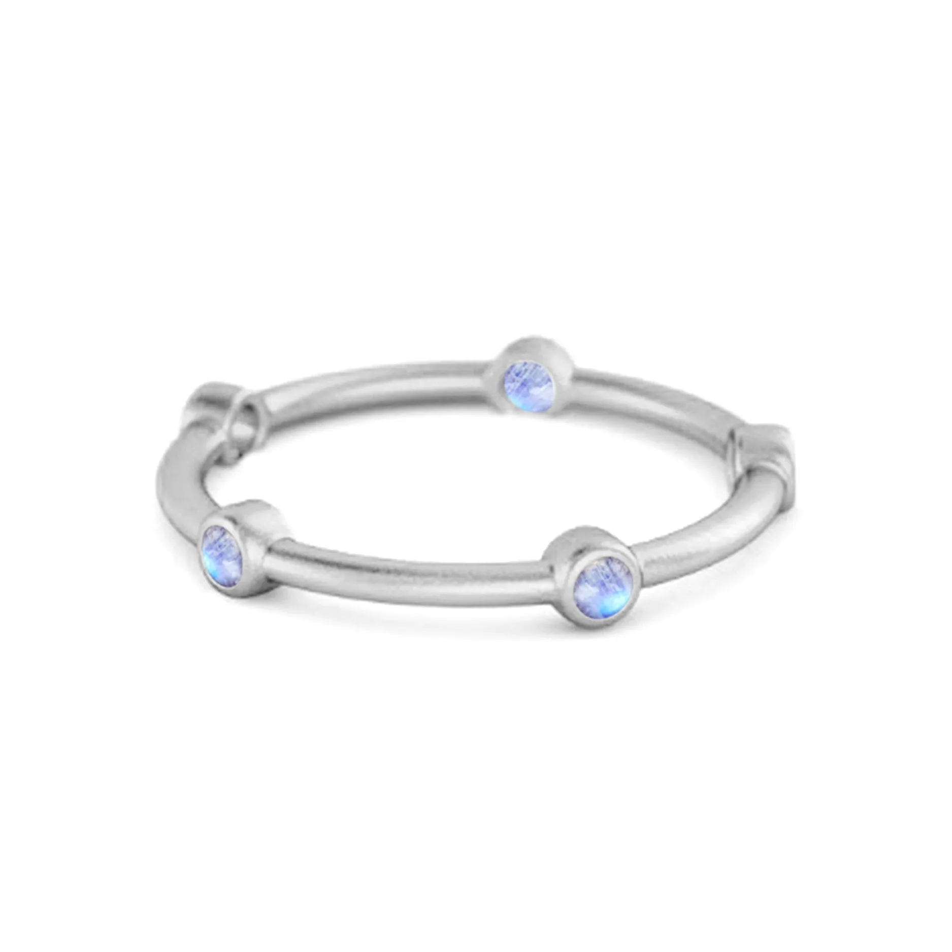 925 Sterling Silver Stackable Wedding Band Moonstone Five Stone Ring