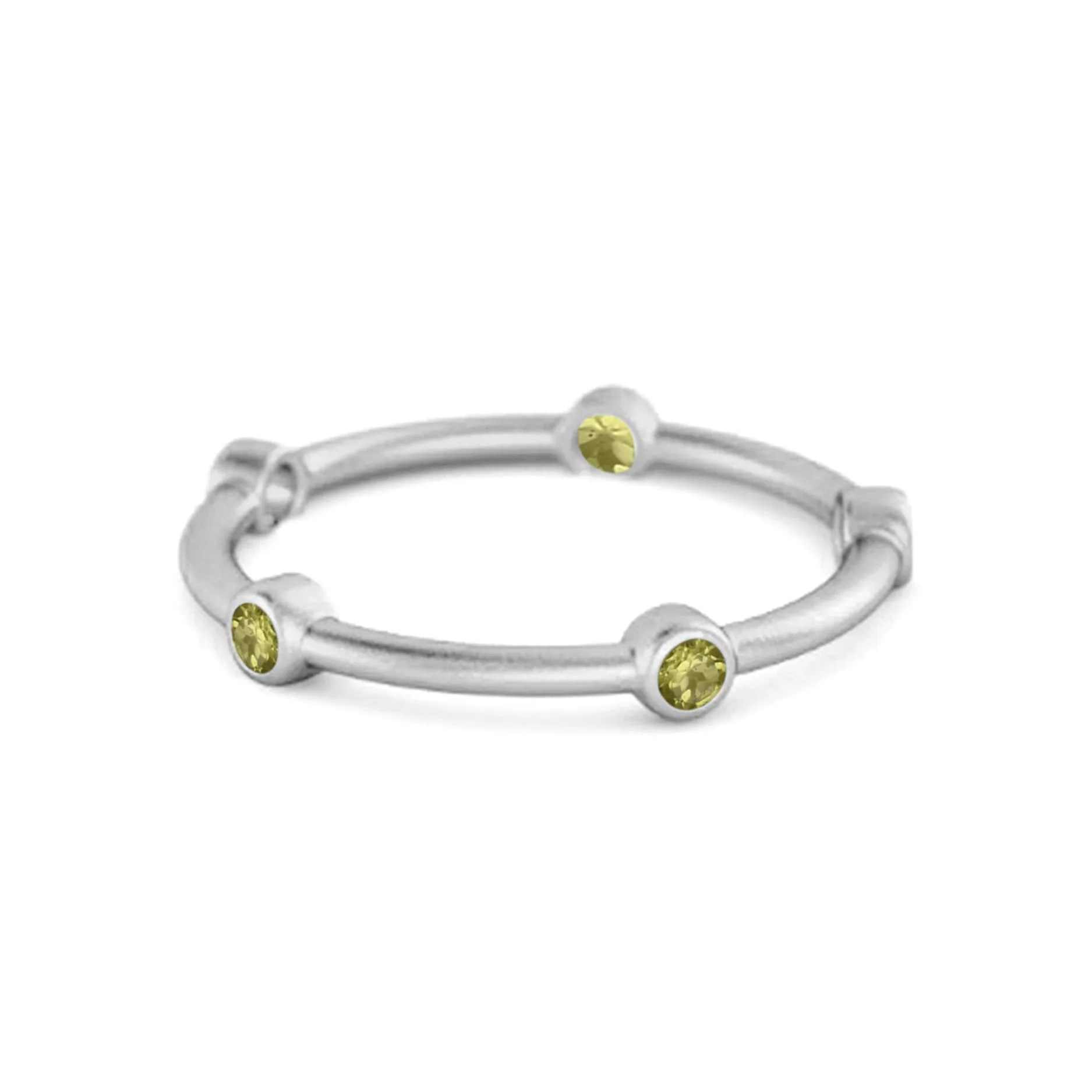 925 Sterling Silver Stackable Wedding Band Peridot Five Stone Ring