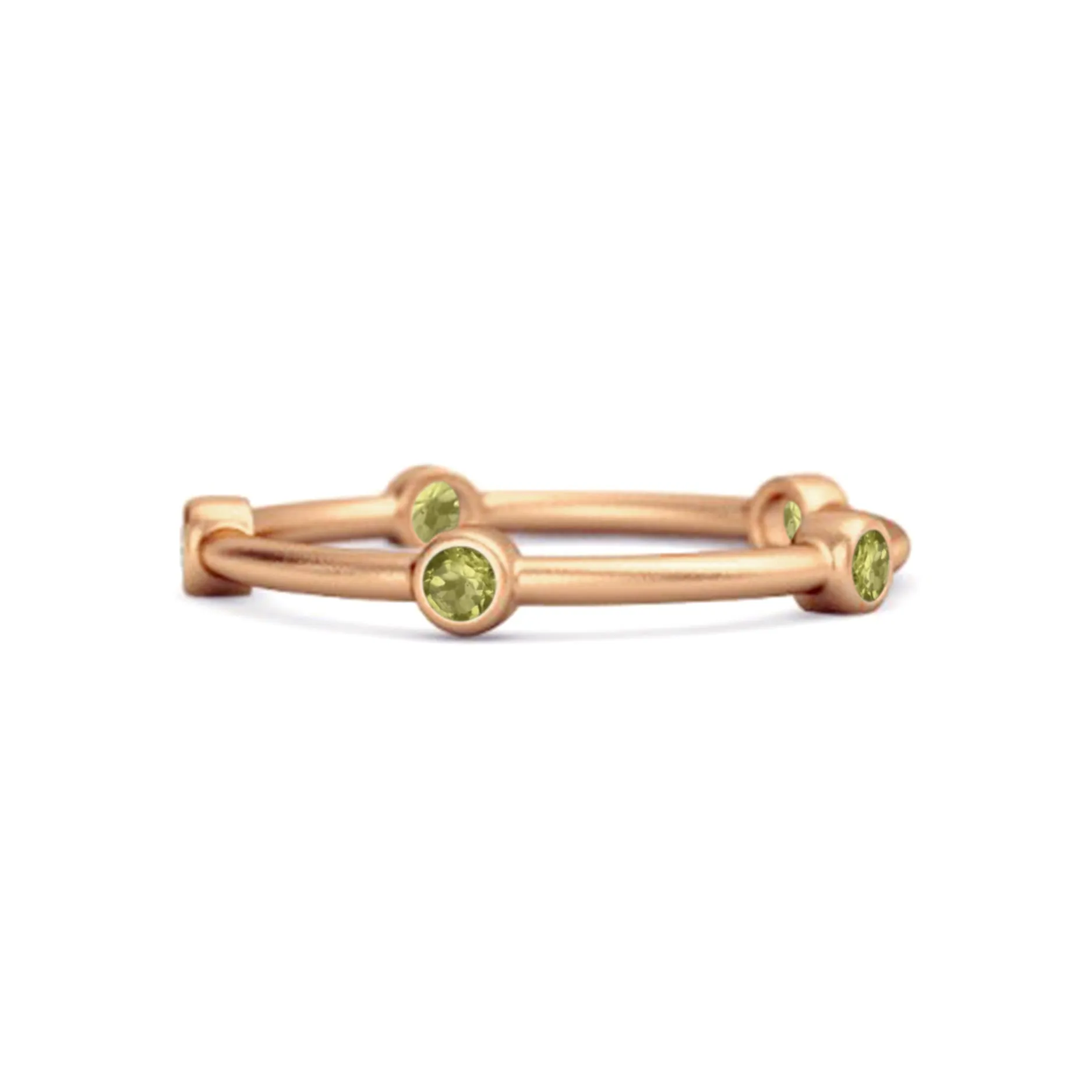925 Sterling Silver Stackable Wedding Band Peridot Five Stone Ring