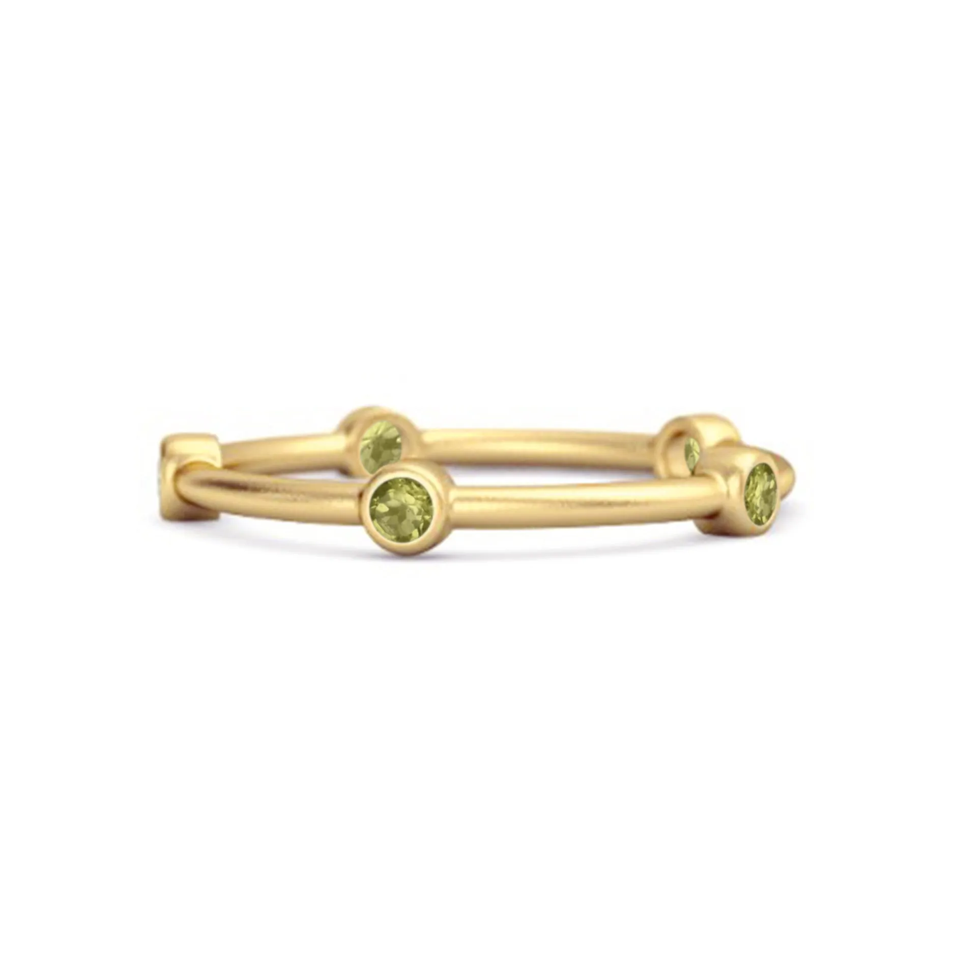 925 Sterling Silver Stackable Wedding Band Peridot Five Stone Ring