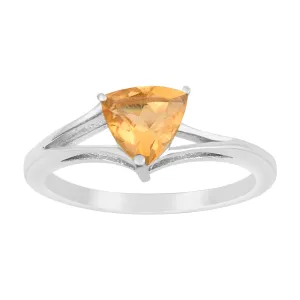 925 Sterling Silver Trillion Cut 7MM Natural Citrine Gemstone Rings