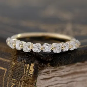 .97ctw Old Mine Cut Diamond Shared Prong Half-Hoop Band
