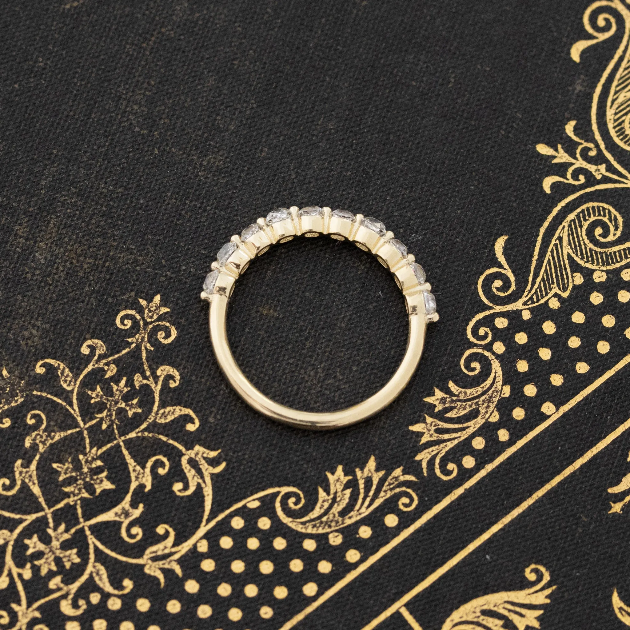 .97ctw Old Mine Cut Diamond Shared Prong Half-Hoop Band