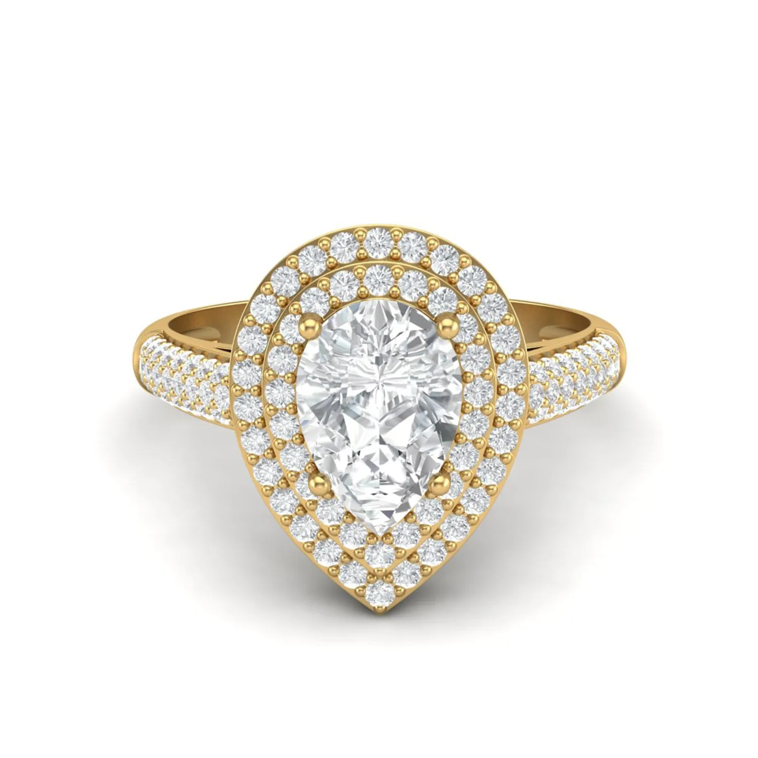 9X6MM Pear Shape Moissanite Halo Accents Statement Ring
