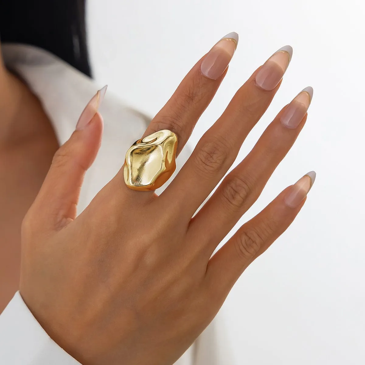 Abstract Irregular Liquid Waterdrop Open Ring
