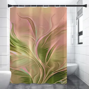Abstract Modern Art Shower Curtain, Nature-Inspired Earth Tones, Waterproof Minimalist Bathroom Decor - "Wild and Free"