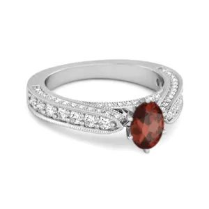 Accents 1.50 Ct Garnet Solitaire Ring In 925 Sterling Silver