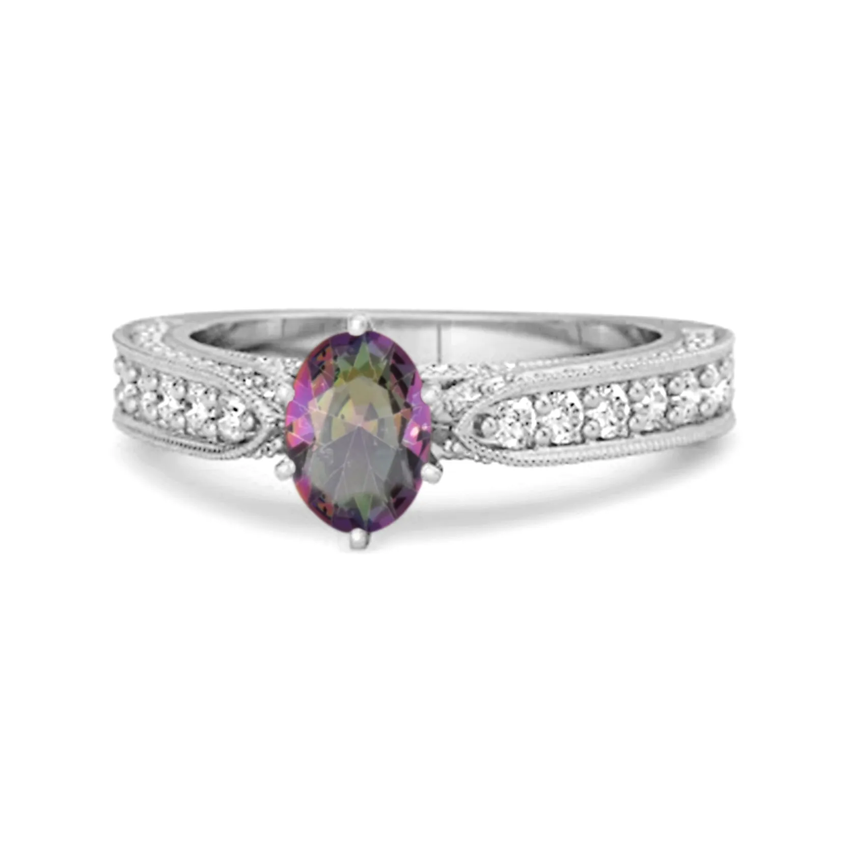 Accents 1.50 Ct Mystic Topaz Solitaire Ring In 925 Sterling Silver
