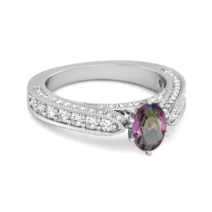 Accents 1.50 Ct Mystic Topaz Solitaire Ring In 925 Sterling Silver