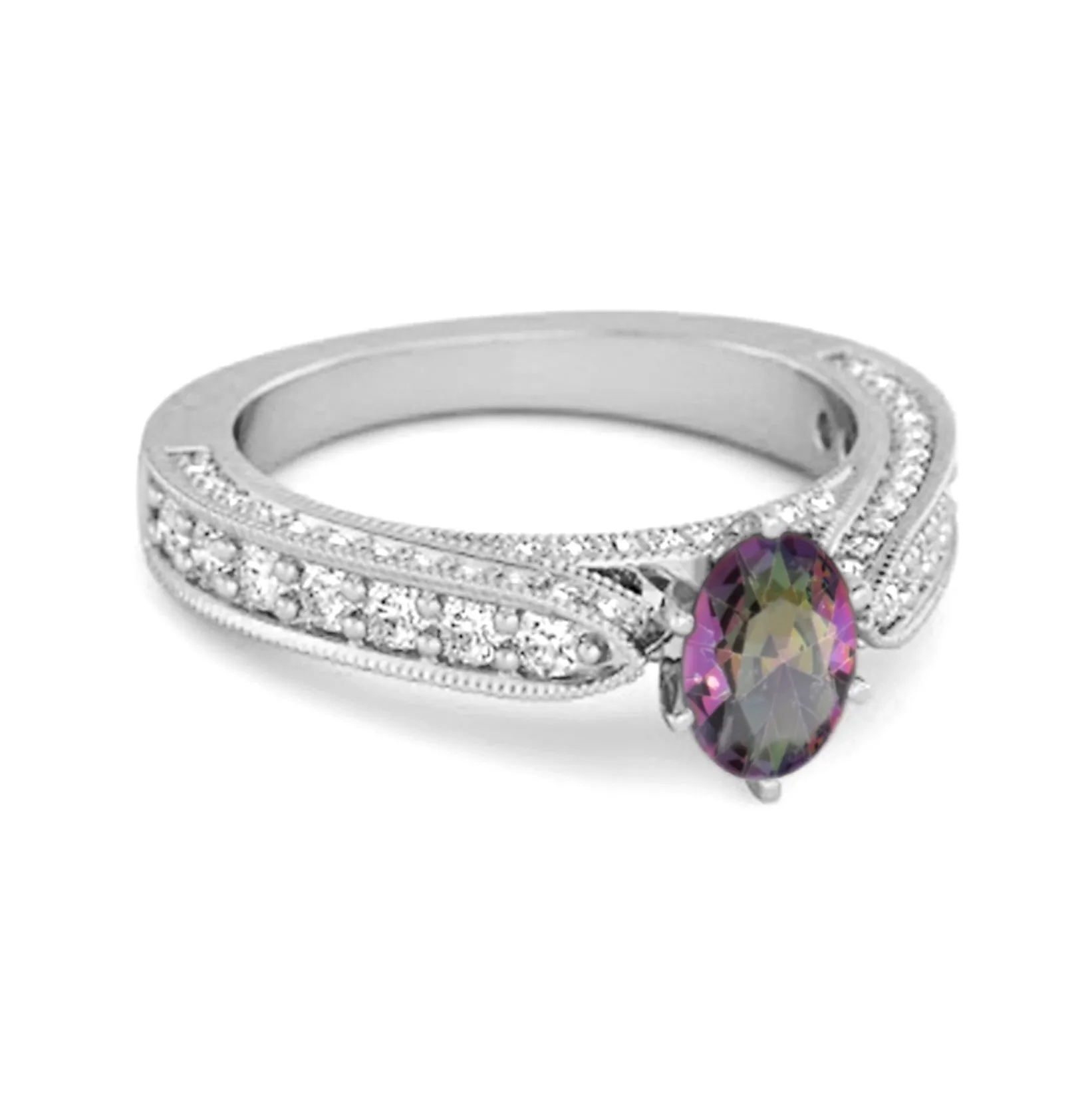 Accents 1.50 Ct Mystic Topaz Solitaire Ring In 925 Sterling Silver