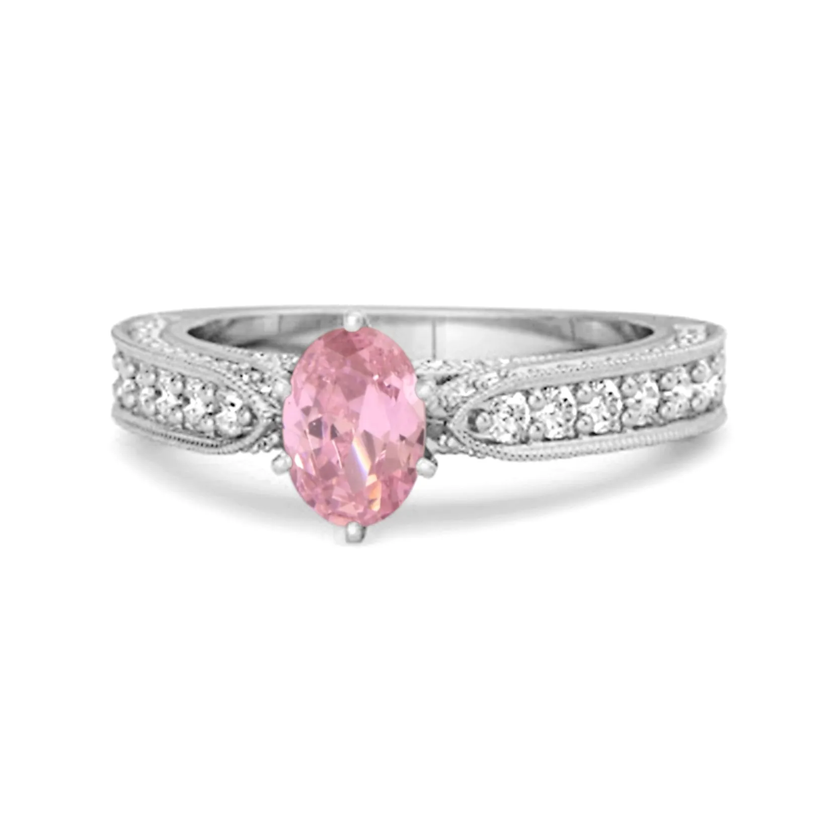 Accents 1.50 Ct Pink Zirconia Solitaire Ring In 925 Sterling Silver