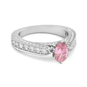 Accents 1.50 Ct Pink Zirconia Solitaire Ring In 925 Sterling Silver
